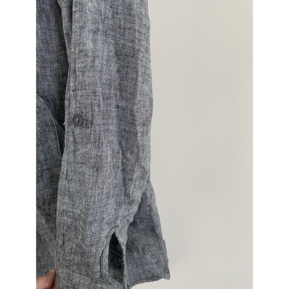 Forcynthia Beachwear Ladies Gray Linen Blend Coverup Sz S Tunic Pockets Roll Tab - Picture 6 of 7